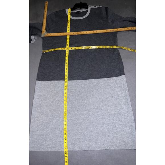 New TALBOTS Plus Size 2X 2-tone Gray Pure Merino Wool LS Sweater Dress Office - Picture 6 of 9